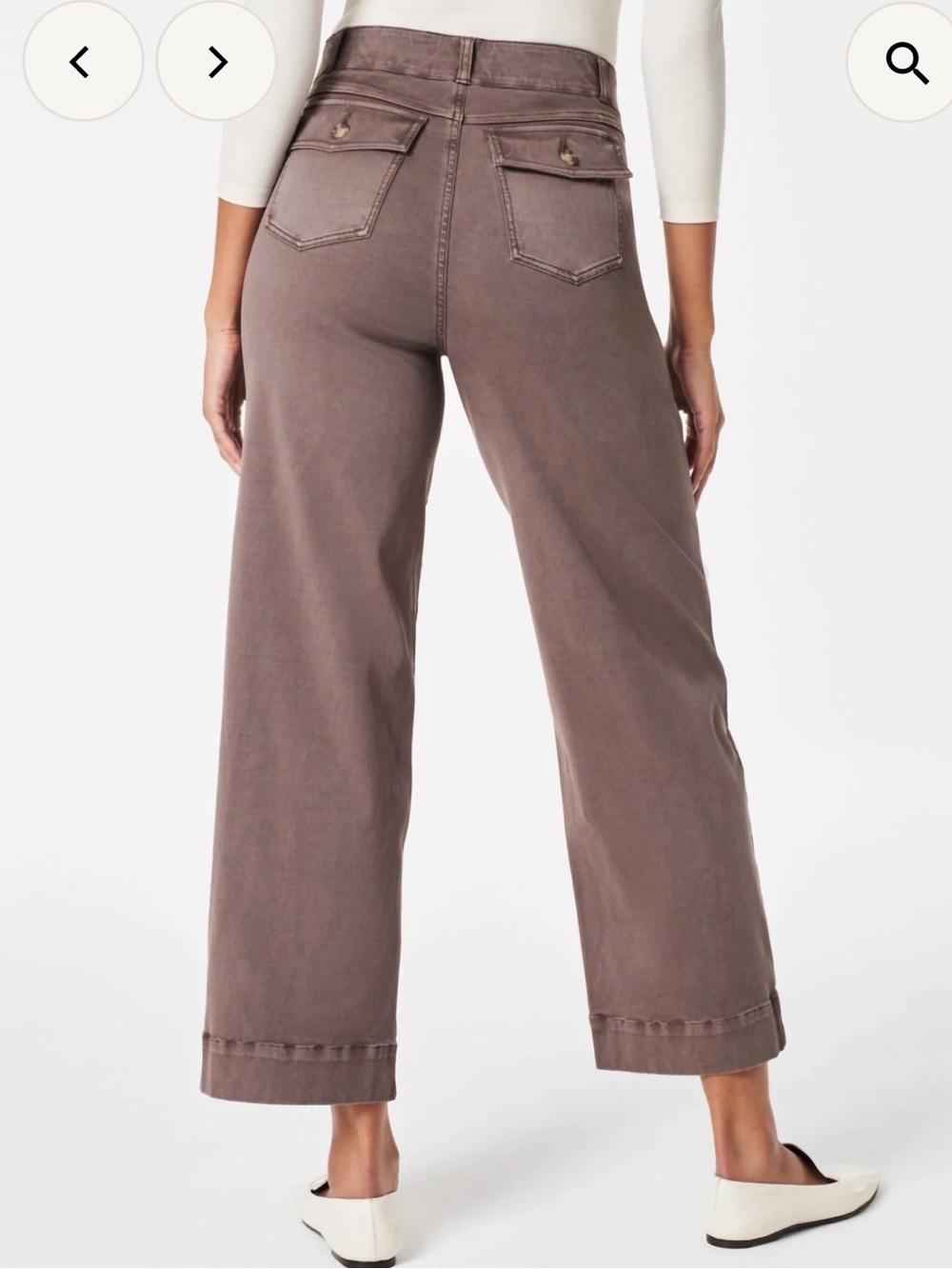 SPANX—Stretch Twill Cropped Wide Leg Pant in Smoke Trouser Classic Capsule—S - Picture 3 of 10